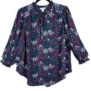 Coralina Belle Blouse Size 1X Spring  Floral Long Sleeves Women Blouse